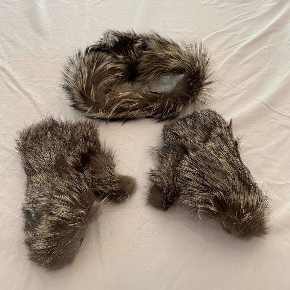 Genuine Fox Fur Mittens and Ear Cover